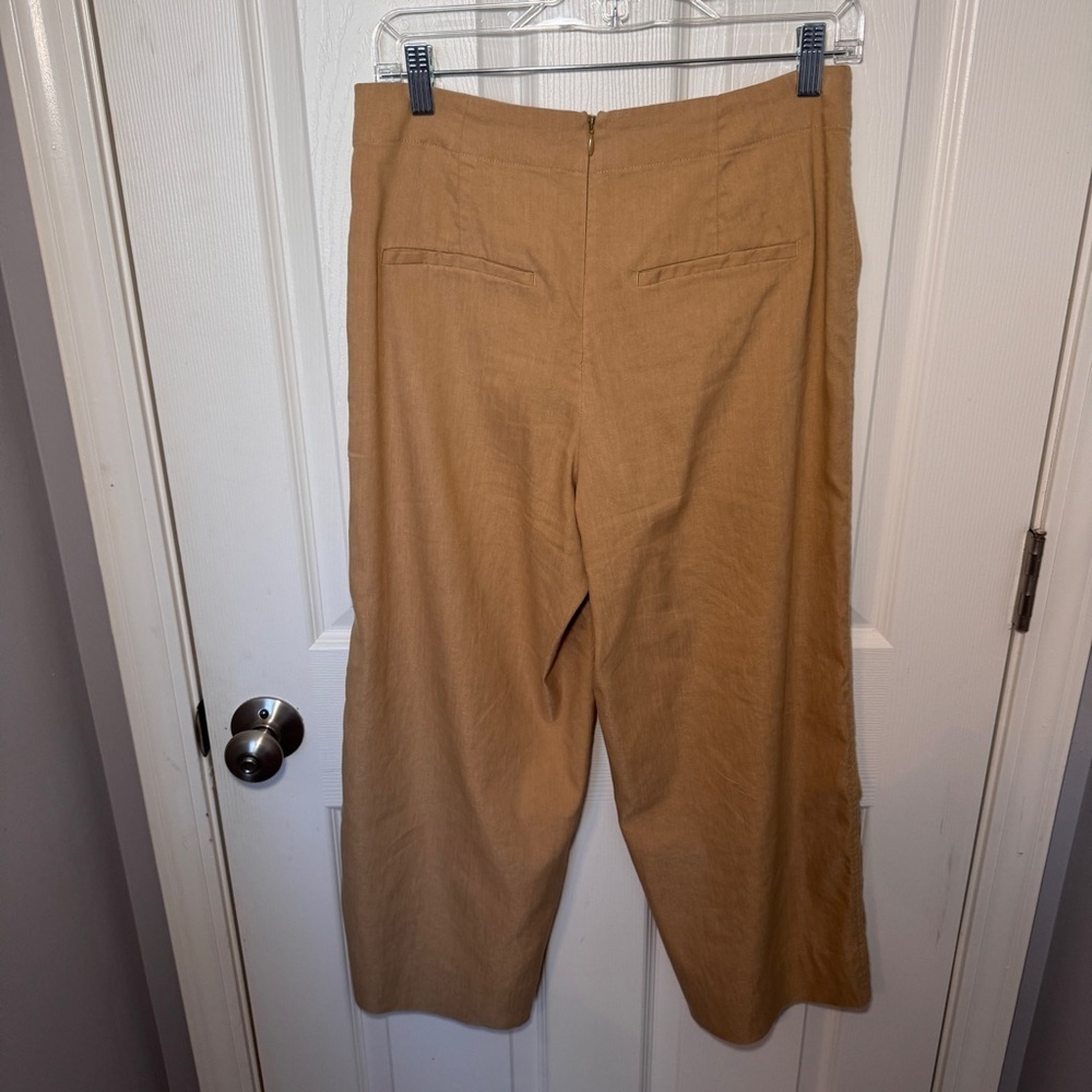Vince Camel Linen Blend Cropped Wide Leg Pants - Picture 6 of 15